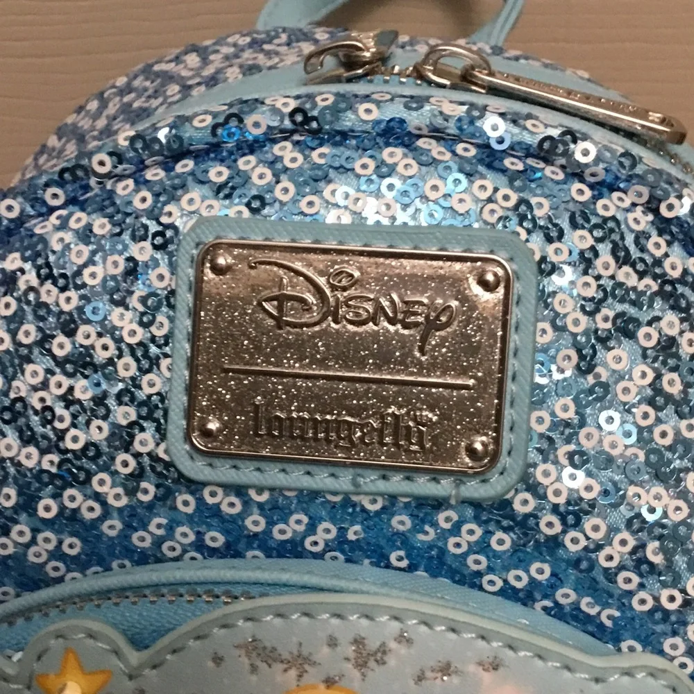 Loungefly Pinocchio Blue Fairy Light-up Sequined mini Backpack NWT